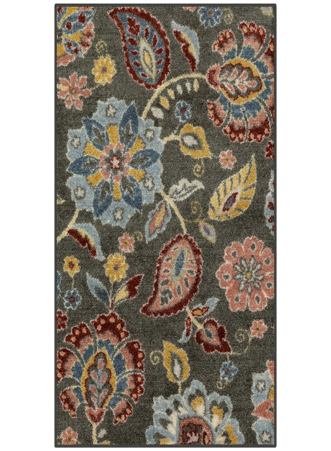 Maples Rugs Gardena Floral Area Rugs - Made in USA - Washable, Non Slip Indoor Carpet for Entryway, Foyer, Kitchen, and Bathroom, 2'6 x 3'10, Gray - Image 1
