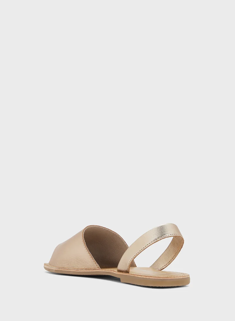 LEATHER COLLECTION Sling Back Flat Sandal