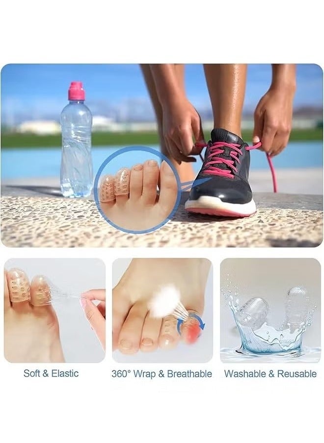Lemon 50Pcs Silicone Anti-Friction Toe Protector, Breathable Gel Toe Sleeves Toe Protectors, Little Toe Cover Used for Ingrown Toenails, Corns, Calluses, Blisters and Pain Relief, Transparent - Image 2