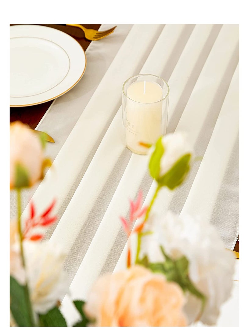 SOLARAE Chiffon Table Runner 27x120 Inches, Romantic Sheer Fabric, for Wedding Decorations, Baby Shower, Bridal Shower, and Birthday Party Cake Table Tulle Decorations, Wedding Drapery Dusty Blue - Image 4