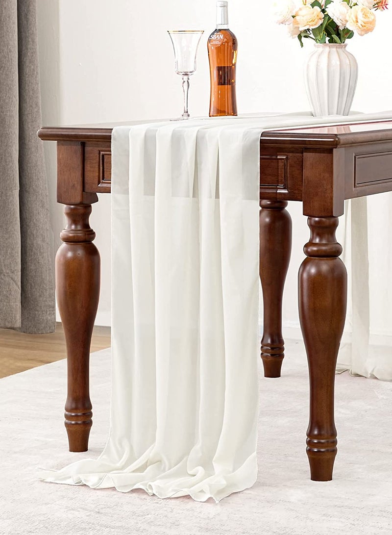 SOLARAE Chiffon Table Runner 27x120 Inches, Romantic Sheer Fabric, for Wedding Decorations, Baby Shower, Bridal Shower, and Birthday Party Cake Table Tulle Decorations, Wedding Drapery Dusty Blue - Image 1