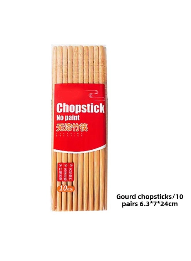 Bamboo Chopsticks Household Household Non-slip Chopsticks Restaurant Chopsticks Hotel Chopsticks Paint-free Wax-free 1 Pair-50 Pairs Suit-Color:Carbonized Belt Section 6*7*24cm(10 Pairs)  - Image 3
