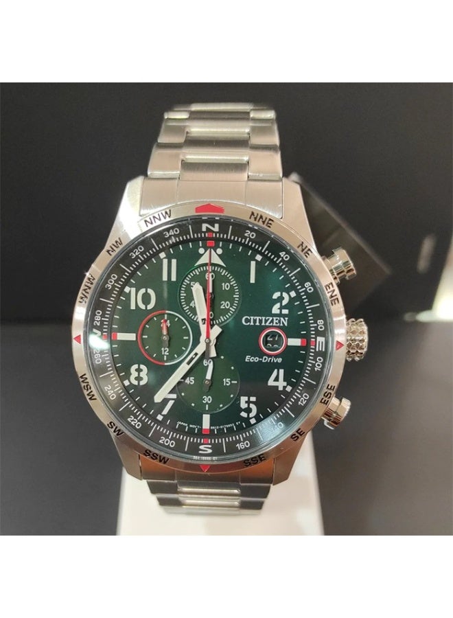 CITIZEN ساعة سيتيزن إيكو درايف كرونوغراف CA0791-81X، 43 مم قرص أخضر، علبة وسوار من الفولاذ المقاوم للصدأ، 100 م مقاومة للماء - Image 3