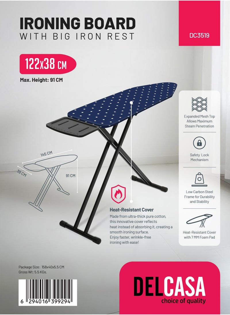DELCASA Delcasa Mesh Top ironing Board 122X38cm Iron Board Iron table  - Image 4