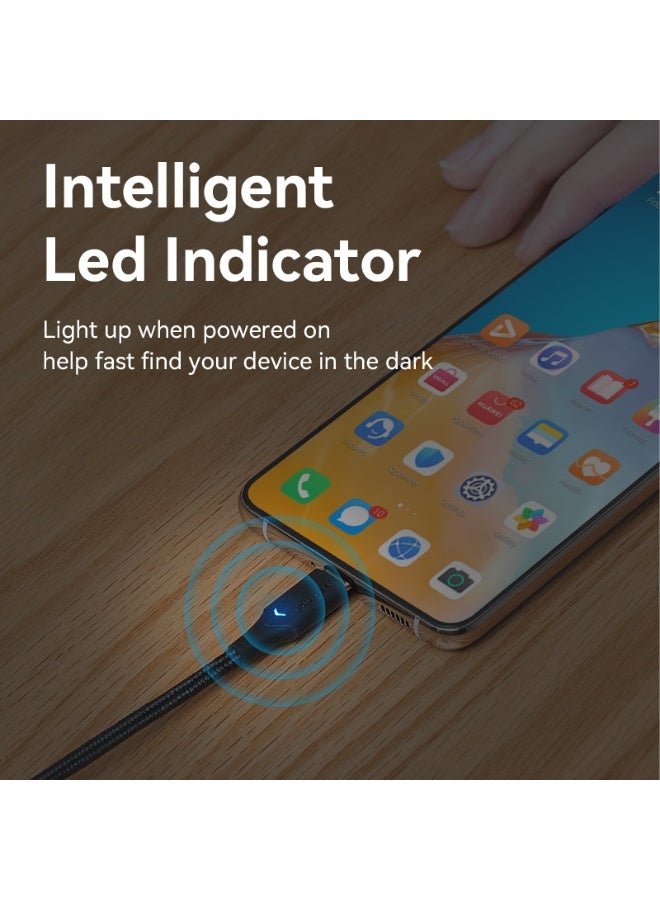 VENTION Nylon Braided USB 2.0 A Male to C Male 3A Cable Black LED Type Model # CTFBF - Image 3