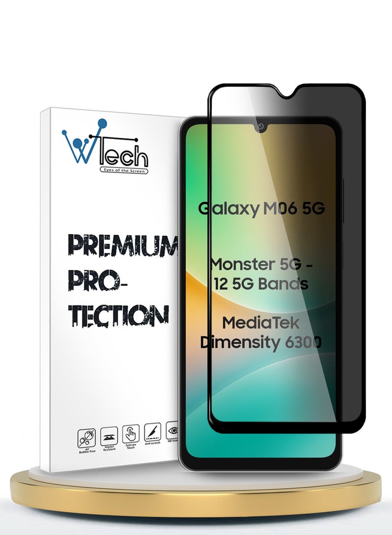 Wtech Samsung Galaxy M06 5G 2025 / Samsung Galaxy F06 5G 2025 Premium E2E Series Privacy Full Glue Full Cover Tempered Glass Screen Protector (MSGECP) - Clear/Black - Image 1