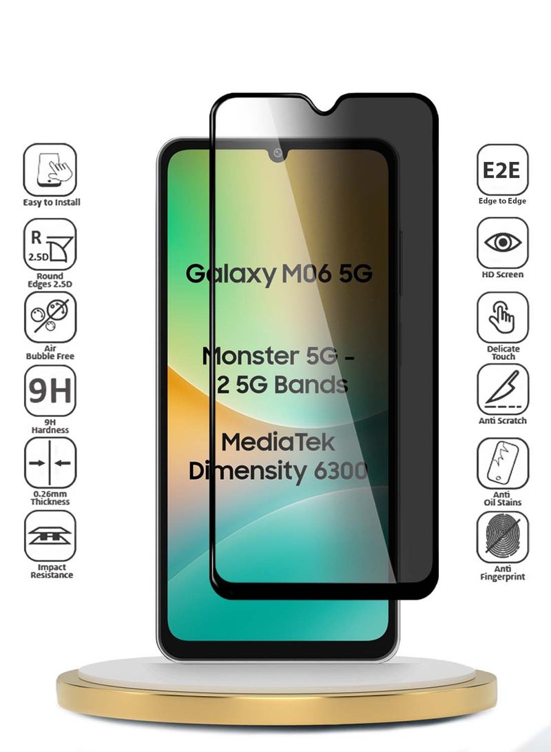 Wtech Samsung Galaxy M06 5G 2025 / Samsung Galaxy F06 5G 2025 Premium E2E Series Privacy Full Glue Full Cover Tempered Glass Screen Protector (MSGECP) - Clear/Black - Image 2
