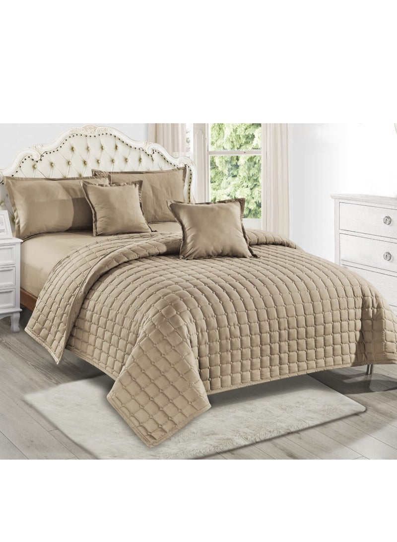 مون طقم لحاف مزدوج مضغوط مكون من 6 قطع ليضيف لك الجمال والاناقه لغرفتك مايكروفايبر لحاف مقاس 250x230 سم - Image 1