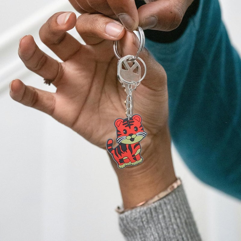 24pcs Tiger Keyring: Cute Jungle Animal Keychains Key Holder Pendant for Animals Return Party Favors Souvenirs Birthday Party Decorations - Image 4