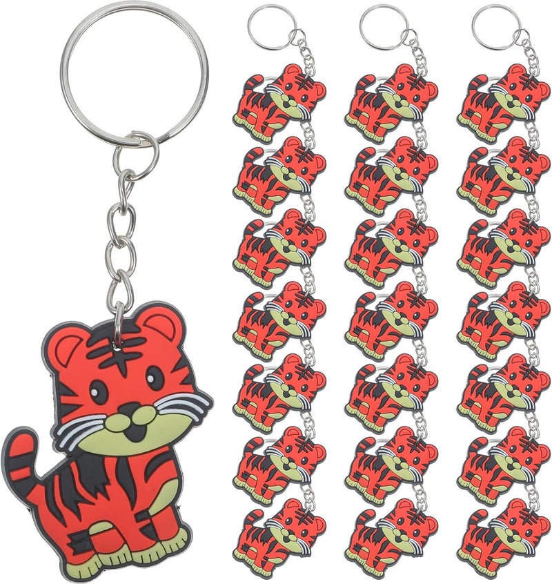 24pcs Tiger Keyring: Cute Jungle Animal Keychains Key Holder Pendant for Animals Return Party Favors Souvenirs Birthday Party Decorations - Image 1