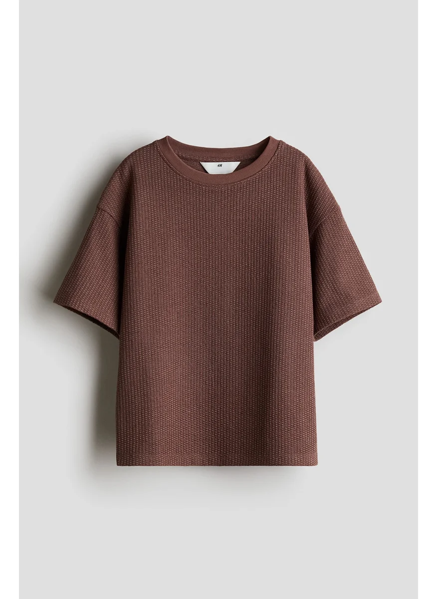 H&M Textured-Knit T-Shirt