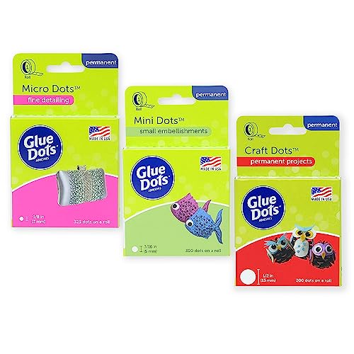 Glue Dots, Crafter's Pack, Double-Sided, Mini Dots, Craft Dots, Micro Dots, Permanent, 825 Dots, DIY Craft Glue Tape, Sticky Adhesive Glue Points, Liquid Hot Glue Alternative, Clear, 3 Pack - Image 1