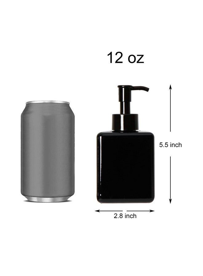 Youngever 5 Pack Black Plastic Square Pump Bottles, Refillable Plastic Pump Bottles For Dispensing Lotions, Shampoos And More (12 Ounce) - Image 2