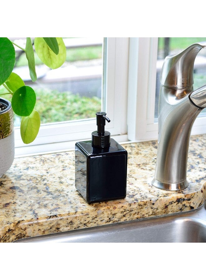 Youngever 5 Pack Black Plastic Square Pump Bottles, Refillable Plastic Pump Bottles For Dispensing Lotions, Shampoos And More (12 Ounce) - Image 3