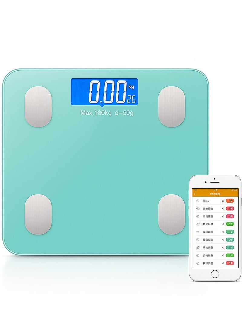 sokany Smart Bluetooth Bathroom Scale C1 - 180kg Capacity, Digital Body Weight Scale with APP Sync for Apple Health, Google Fit & Fitbit, BMI Tracking, Auto Calibration - High Precision Glass Platform (Green) - Image 1