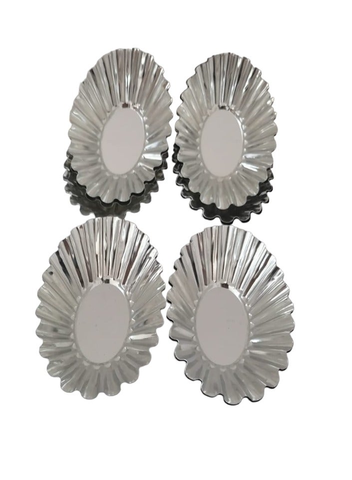 Egg Tart Cupcake Cookie Mould Set Silver Pack Of 12 Pcs - Image 1