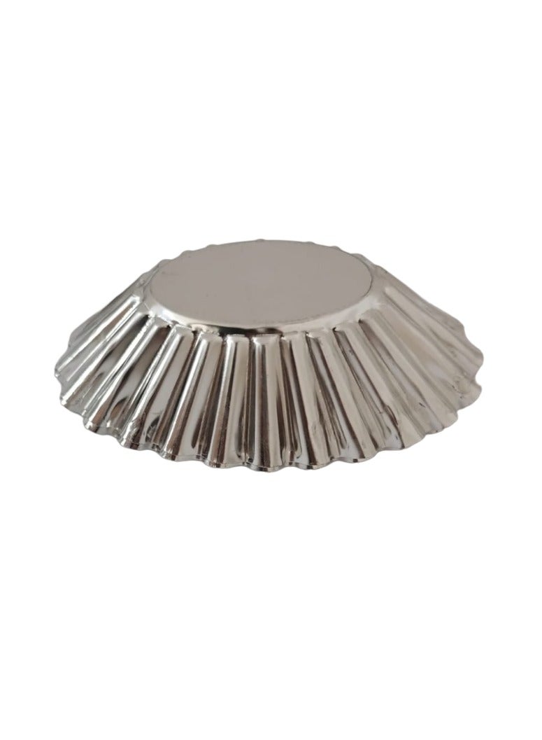 Egg Tart Cupcake Cookie Mould Set Silver Pack Of 12 Pcs - Image 4