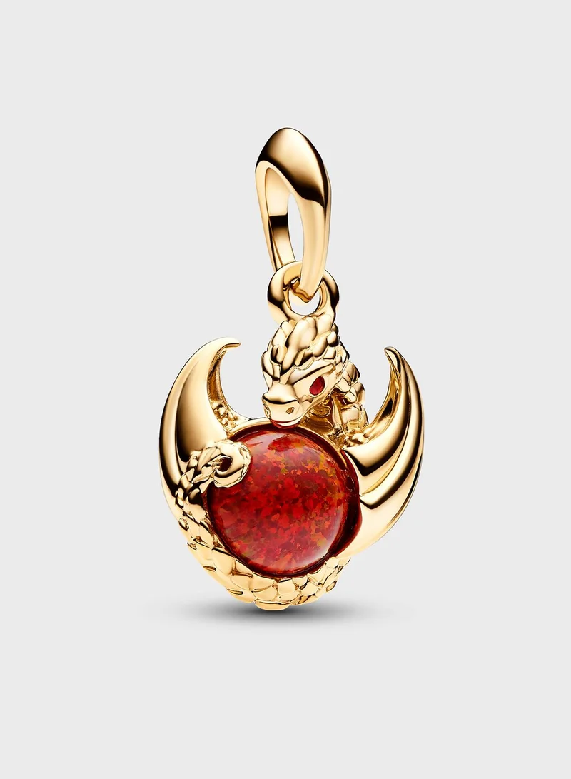 PANDORA Dragon Fire Plated Dangle Opal Charm