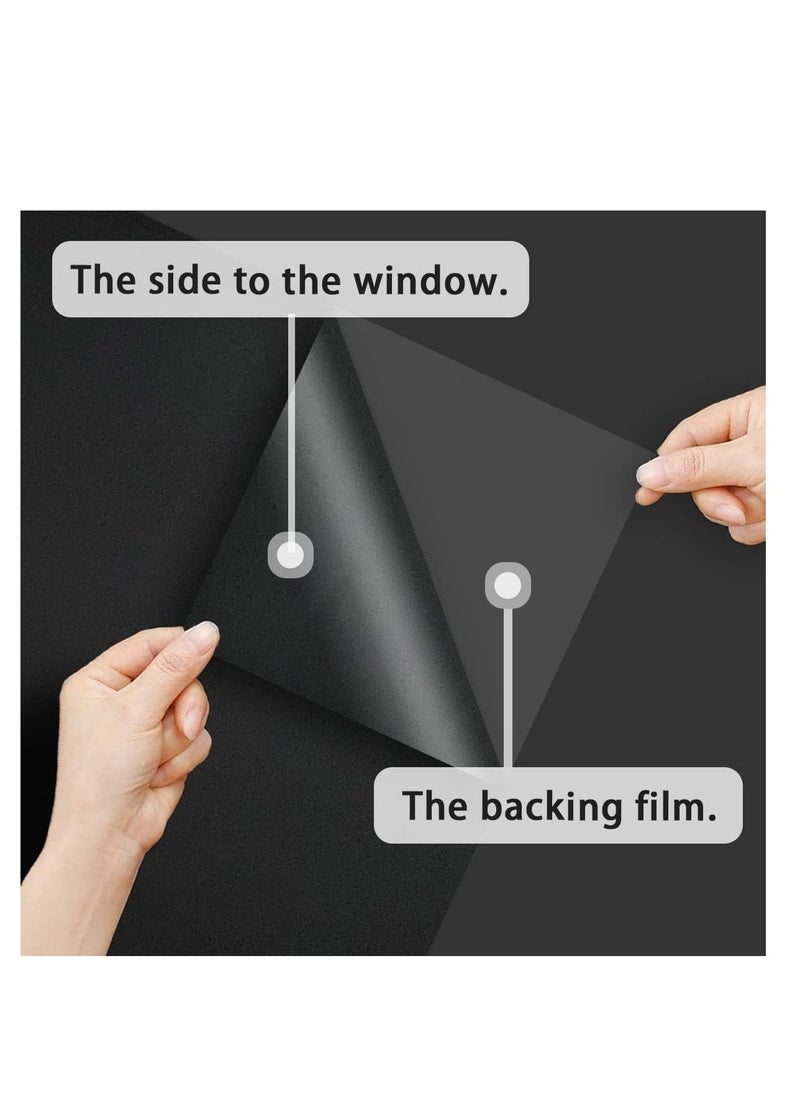 RATSAW - Blackout Window Film Removable Privacy Film Dark Window Tint Decorative Privacy Films No Glue Self Static Cling Window Sticker Cover Light Blocking for Bathroom Living Bedroom Kitchen 45W 200L Centime - Image 1