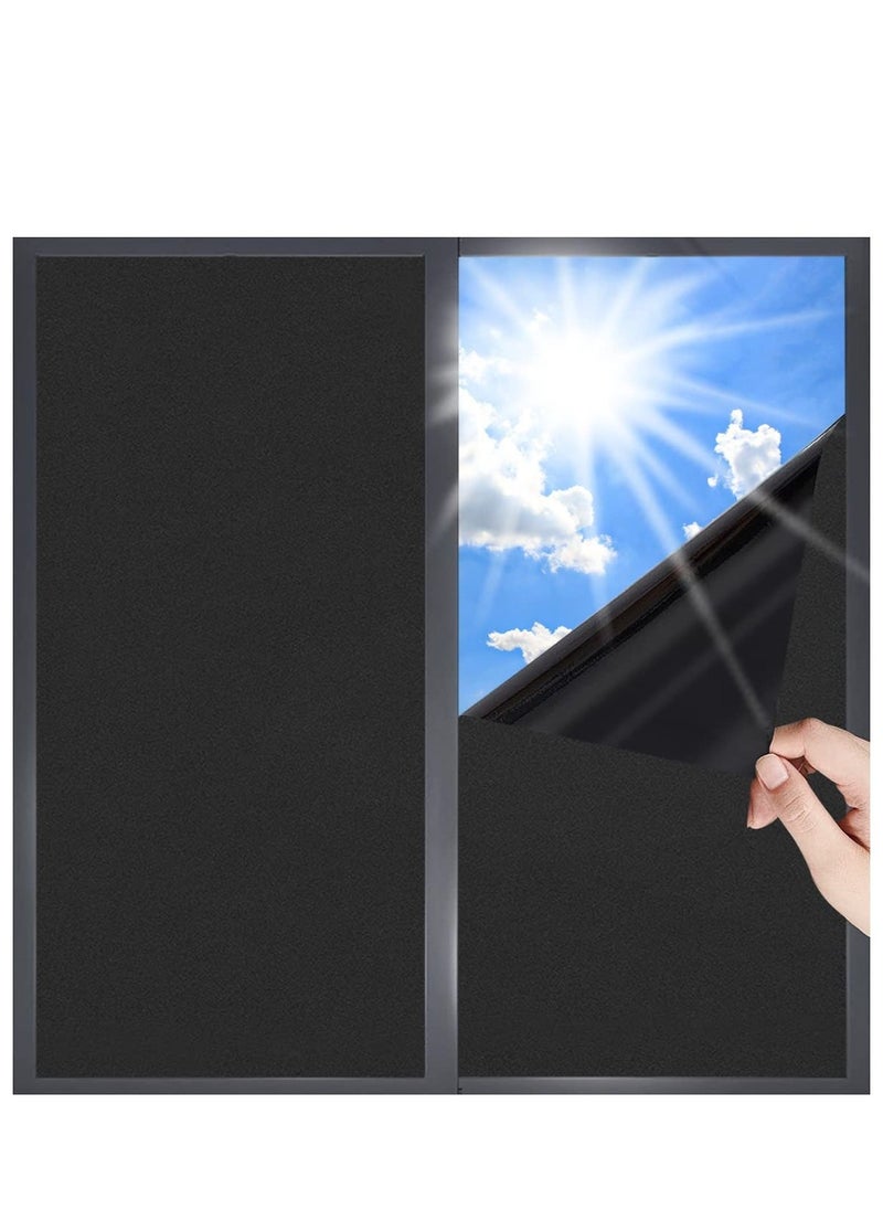 RATSAW - Blackout Window Film Removable Privacy Film Dark Window Tint Decorative Privacy Films No Glue Self Static Cling Window Sticker Cover Light Blocking for Bathroom Living Bedroom Kitchen 45W 200L Centime - Image 1