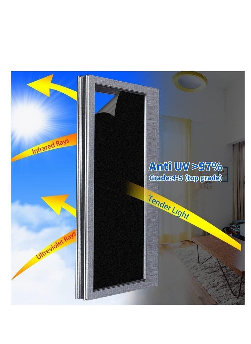 RATSAW - Blackout Window Film Removable Privacy Film Dark Window Tint Decorative Privacy Films No Glue Self Static Cling Window Sticker Cover Light Blocking for Bathroom Living Bedroom Kitchen 45W 200L Centime - Image 1
