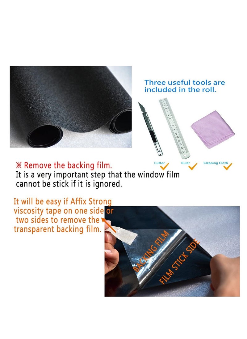 RATSAW - Blackout Window Film Removable Privacy Film Dark Window Tint Decorative Privacy Films No Glue Self Static Cling Window Sticker Cover Light Blocking for Bathroom Living Bedroom Kitchen 45W 200L Centime - Image 1