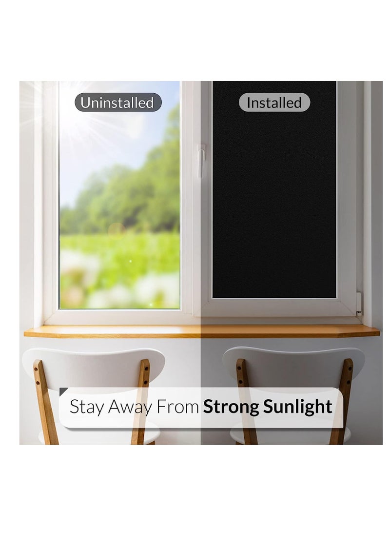 RATSAW - Blackout Window Film Removable Privacy Film Dark Window Tint Decorative Privacy Films No Glue Self Static Cling Window Sticker Cover Light Blocking for Bathroom Living Bedroom Kitchen 45W 200L Centime - Image 1