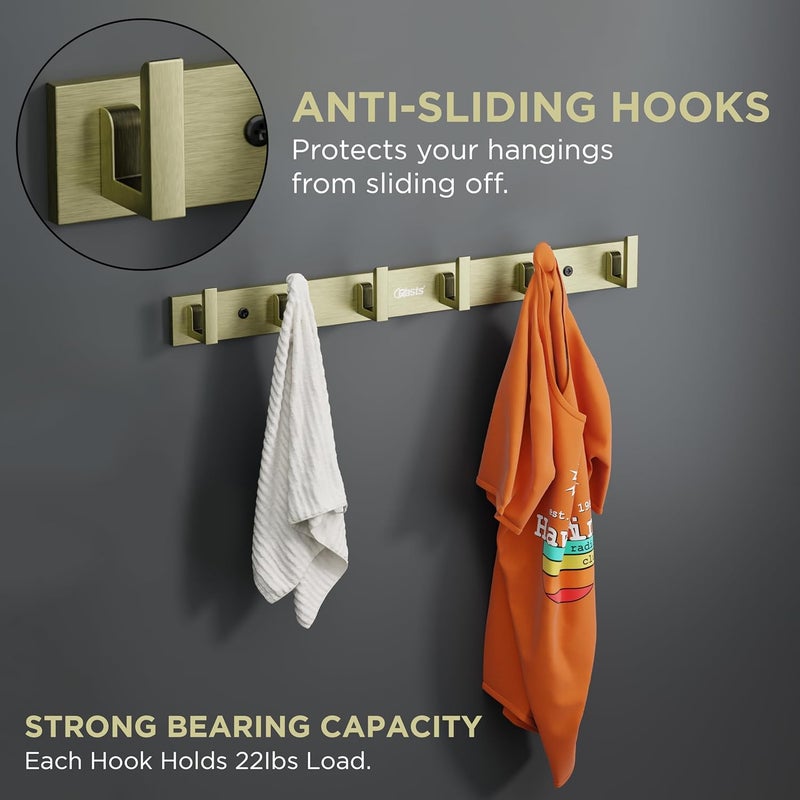 Crasts Aluminium Stainless Steel Cloth Hanger Wall Mounted with 6 Hooks for BathroomKitchenDoor Cloth HangerTowel HangerKeys Holder 1 Antique - Image 4