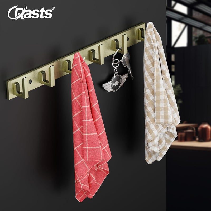 Crasts Aluminium Stainless Steel Cloth Hanger Wall Mounted with 6 Hooks for BathroomKitchenDoor Cloth HangerTowel HangerKeys Holder 1 Antique - Image 5