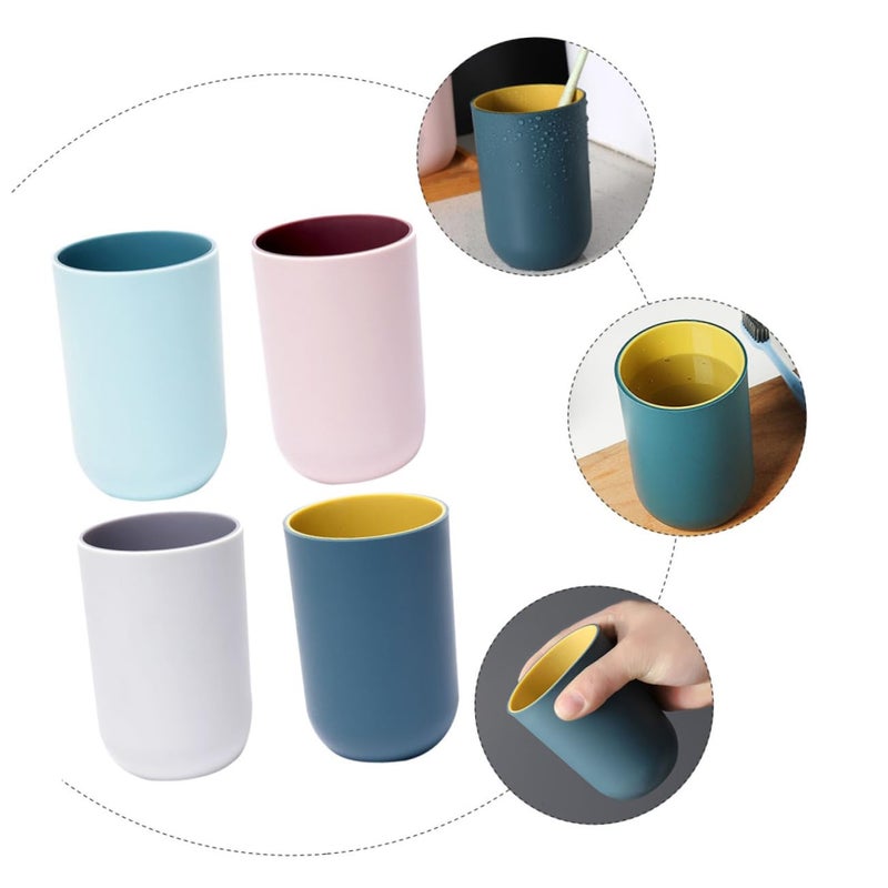 4Pcs Multicolor Toothbrush Cups Mouthwash Holders Travel Washing Cups - Image 4