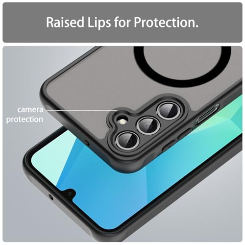 USTIYA Magnetic Case for Samsung Galaxy A16 4G/5G Matte Acrylic Heavy-Duty Case with Camera Protection, Cover, and Strap Loop, Black FGCX - Image 3