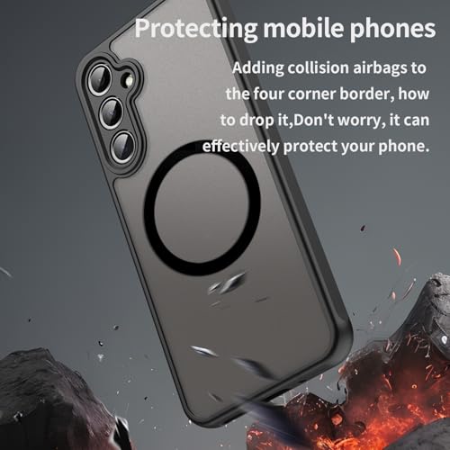 USTIYA Magnetic Case for Samsung Galaxy A16 4G/5G Matte Acrylic Heavy-Duty Case with Camera Protection, Cover, and Strap Loop, Black FGCX - Image 2