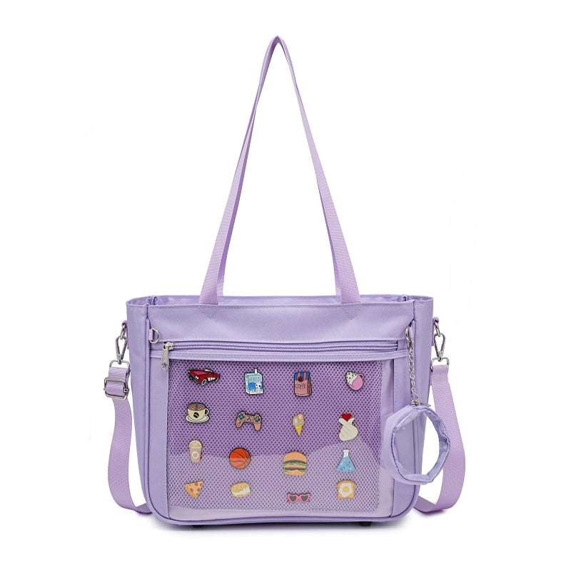 CHERRY SAUCE Tote bag Ita Bag Canvas Crossbody Shoulder Bag Backpack Kawaii Purses and Handbags with Pin Display - Image 1