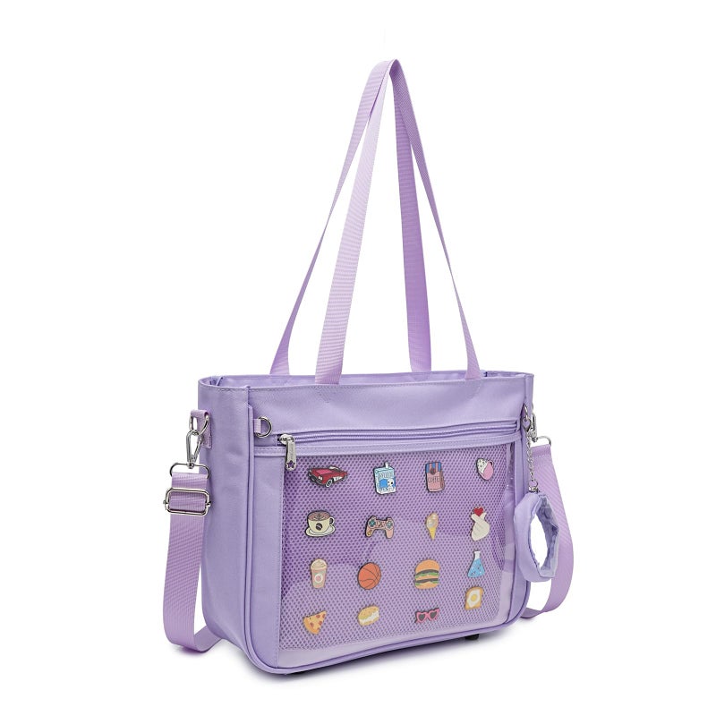 CHERRY SAUCE Tote bag Ita Bag Canvas Crossbody Shoulder Bag Backpack Kawaii Purses and Handbags with Pin Display - Image 2