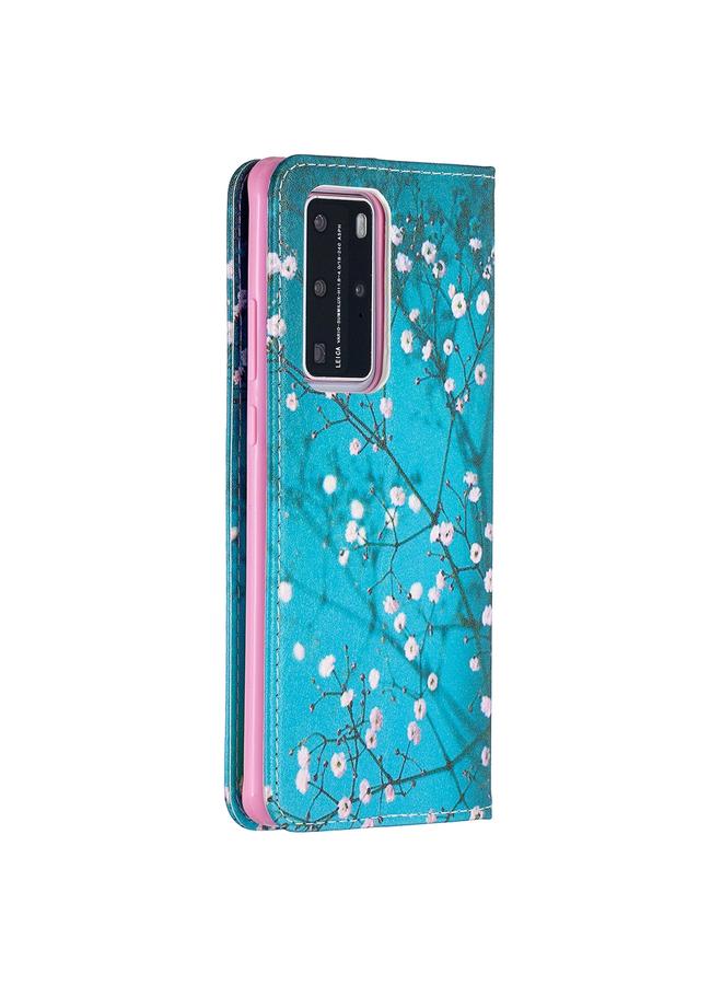 زبون جراب لهاتف Huawei P40 Pro بنمط رسم ملون، جراب جلدي PU مغناطيسي أفقي غير مرئي مع حامل وفتحات للبطاقات ومحفظة - Image 3