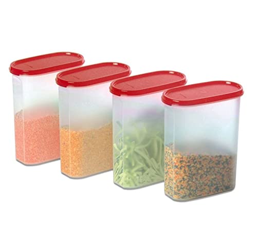 Tupperware MM Oval Container Set for Kitchen Airtight Oval Set for Snacks, Pickle, Sauces, Spices, Dry Fruits, Stackable 2.3L 4pc - Image 2