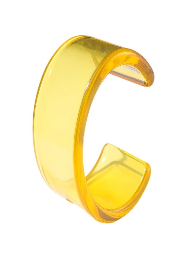 أساور بينغيونغ تشانغ العريضة للنساء، أساور ملونة غير منتظمة من الراتنج والأسيتات، أساور شفافة عريضة بتصميم هندسي كلاسيكي، أفضل هدايا عيد الميلاد - أصفر - Image 1