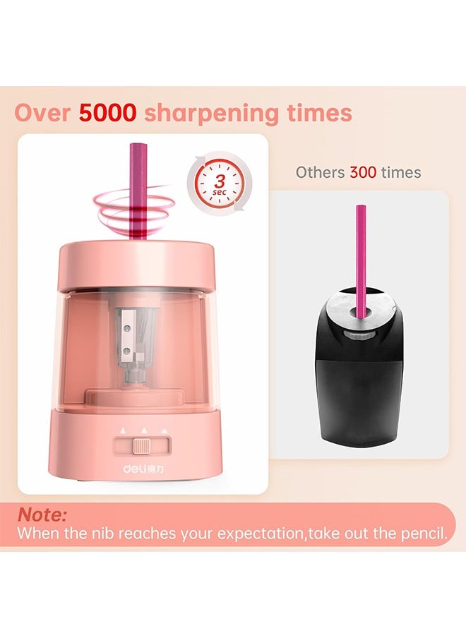 Deli Deli Electric Pencil Sharpener, Automatic Pencil Sharpeners for No.2 Pencils Colored Pencils, USB & Battery Operated Pencil Sharpener for Kids, School, Home, Office, Classroom, Pink  - Image 2
