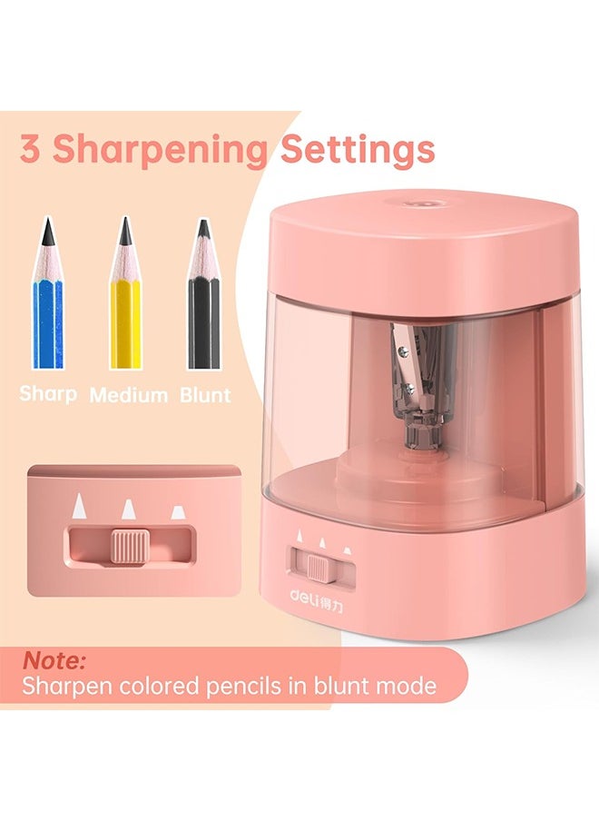Deli Deli Electric Pencil Sharpener, Automatic Pencil Sharpeners for No.2 Pencils Colored Pencils, USB & Battery Operated Pencil Sharpener for Kids, School, Home, Office, Classroom, Pink  - Image 4