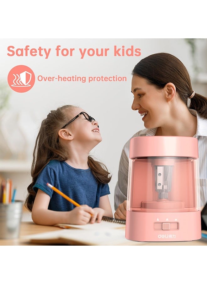 Deli Deli Electric Pencil Sharpener, Automatic Pencil Sharpeners for No.2 Pencils Colored Pencils, USB & Battery Operated Pencil Sharpener for Kids, School, Home, Office, Classroom, Pink  - Image 5
