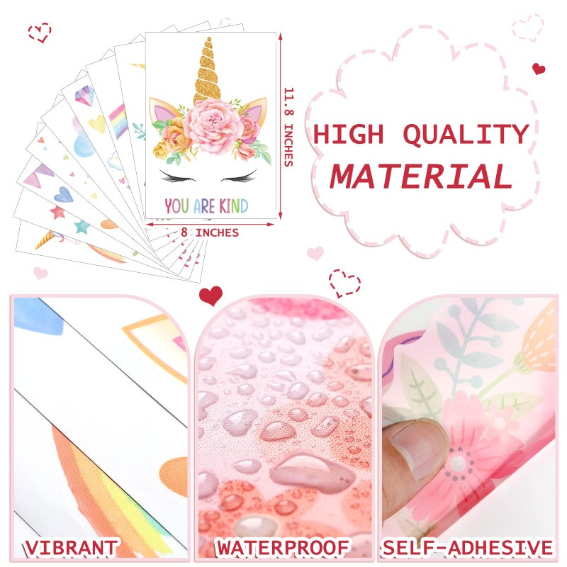 Epakh 9 Pieces Unicorn Room Stickers For Girls Bedroom Unicorn Rainbow Wall Stickers Removable Inspirational Wall Decal For Girls Kids Bedroom Nursery Birthday Party - Image 4