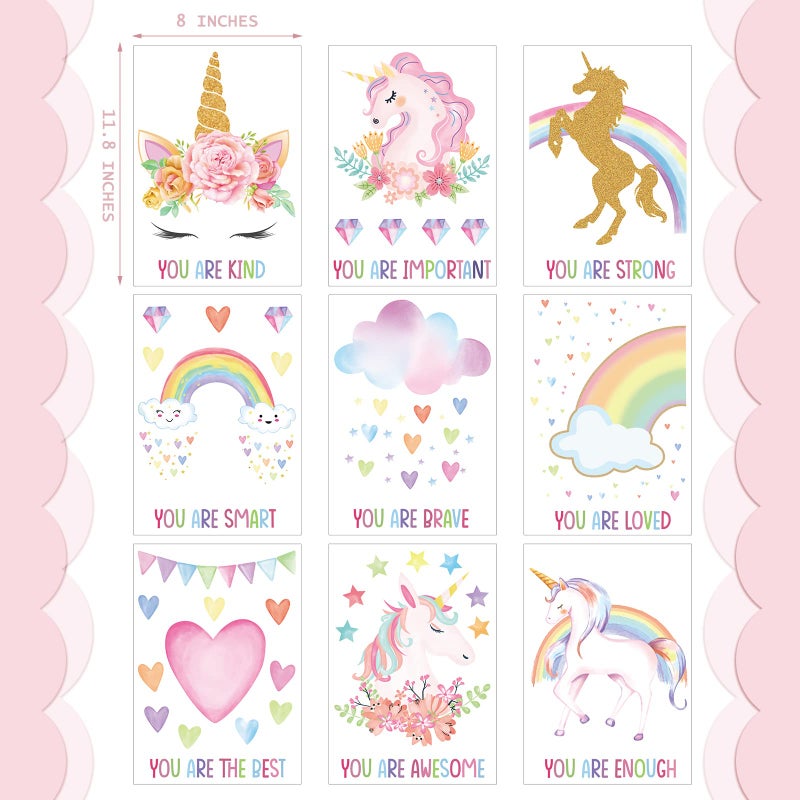 Epakh 9 Pieces Unicorn Room Stickers For Girls Bedroom Unicorn Rainbow Wall Stickers Removable Inspirational Wall Decal For Girls Kids Bedroom Nursery Birthday Party - Image 3