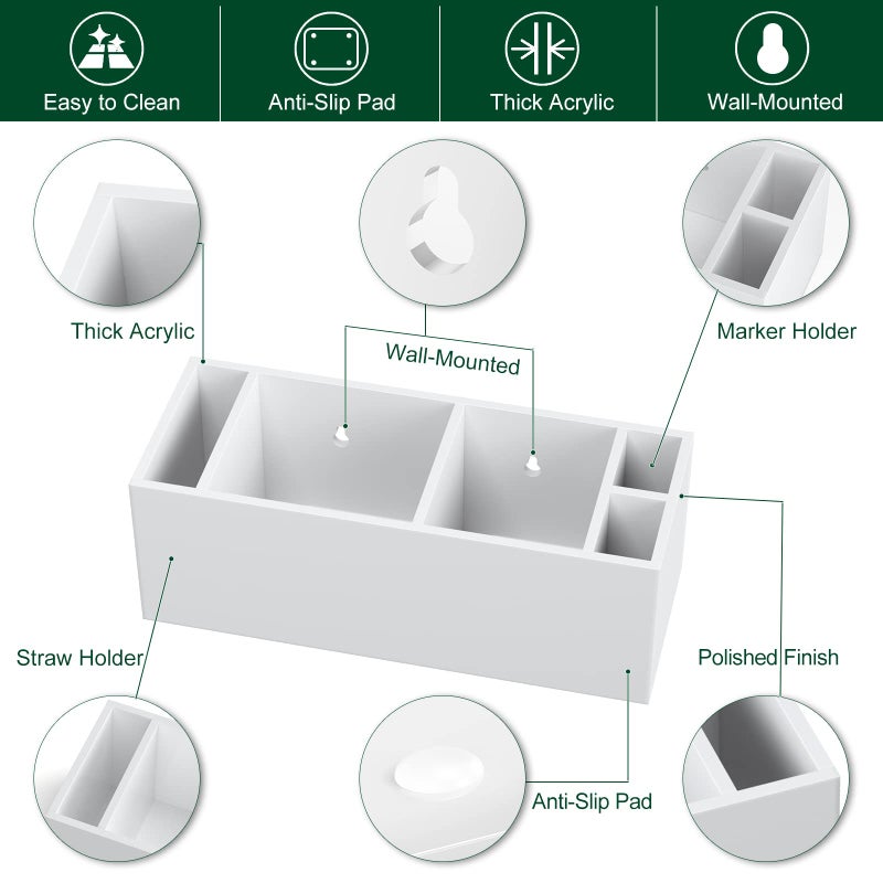 Bosscasa Double Cup Holder With Marker Slot  Party Cup Dispenser Acrylic Cup Organizer Mark Your Cup And Drink Up Caddy Modern Bar Counter Decor  White - Image 3