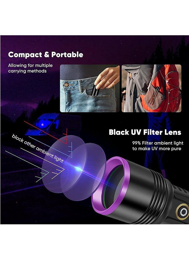 Generic - 20W 355nm UV Flashlight USB Rechargeable UV Light High Power Black Light Flashlight for Pet Urine Detection, Resin Curing, Minerals, Blood Tracking, Scorpion, Rockhounding,Yooperlites,A/C Leak Detect - Image 1
