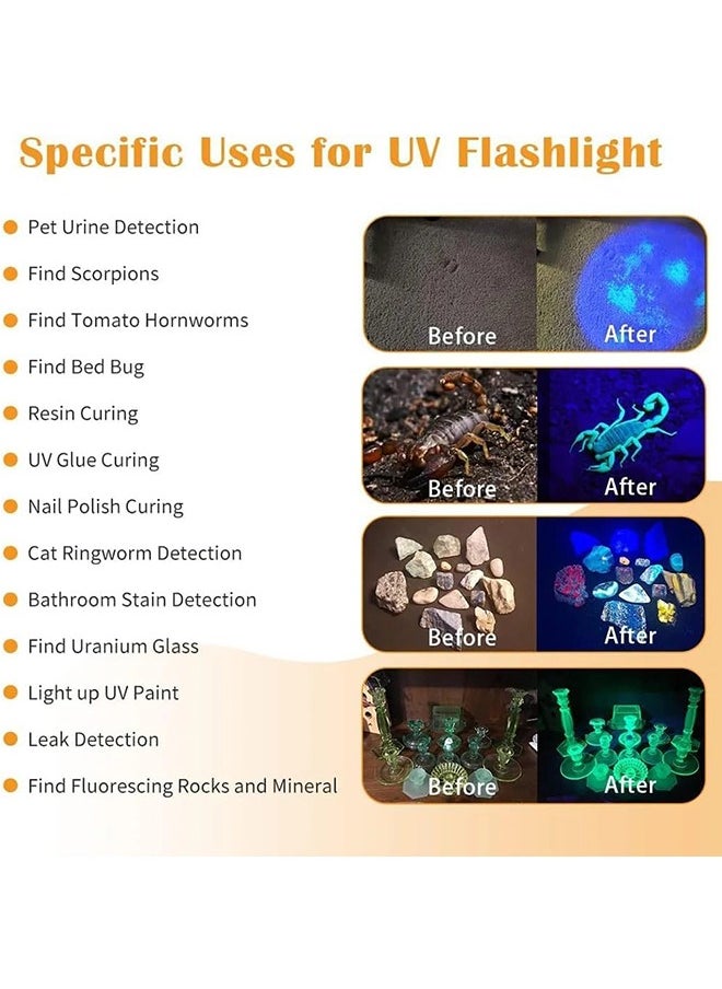Generic - 20W 355nm UV Flashlight USB Rechargeable UV Light High Power Black Light Flashlight for Pet Urine Detection, Resin Curing, Minerals, Blood Tracking, Scorpion, Rockhounding,Yooperlites,A/C Leak Detect - Image 1