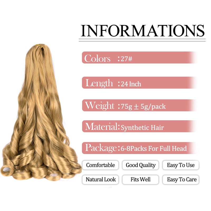 Luoyudu Curly Braiding Hair 24 inch Loose Wavy 8 Pack Bouncy French Curly Braiding Hair extensions 75g/Pack 27# French Curls Synthetic Crochet Hair Extensions(24 Inch,8 Packs,27#) - Image 2