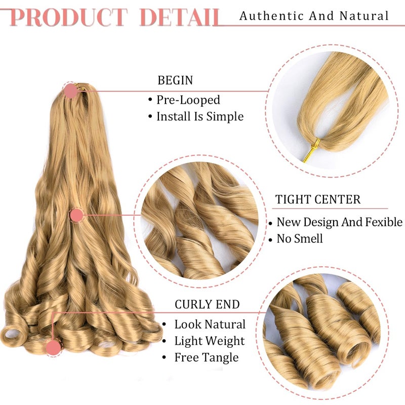Luoyudu Curly Braiding Hair 24 inch Loose Wavy 8 Pack Bouncy French Curly Braiding Hair extensions 75g/Pack 27# French Curls Synthetic Crochet Hair Extensions(24 Inch,8 Packs,27#) - Image 3