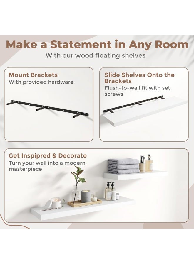 Marsmiles Floating Shelves for Wall, 48Wx9Dx1.5H, 2 Pack, White - Image 5