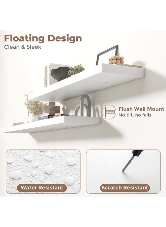 Marsmiles Floating Shelves for Wall, 48Wx9Dx1.5H, 2 Pack, White - Image 3