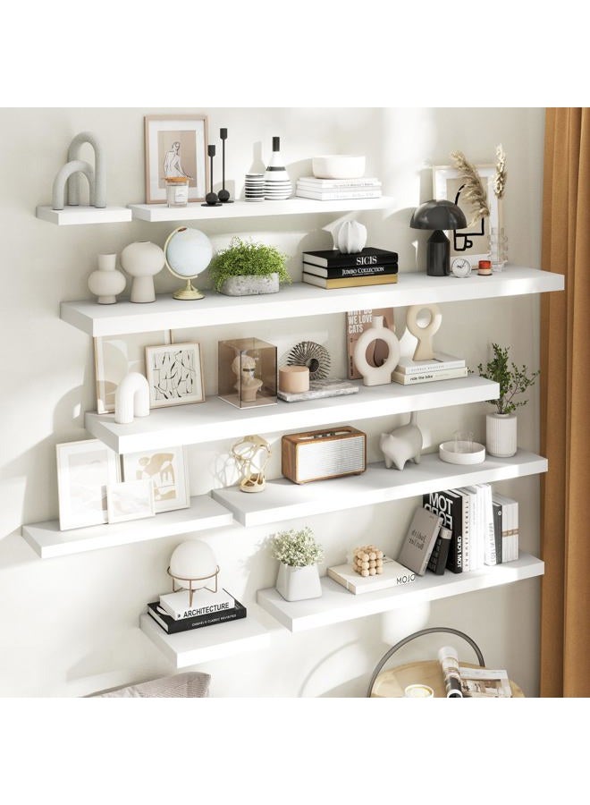 Marsmiles Floating Shelves for Wall, 48Wx9Dx1.5H, 2 Pack, White - Image 2